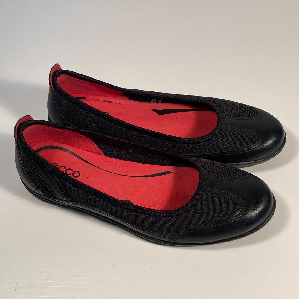 Ecco Black Leather Comfort Flats Women 40